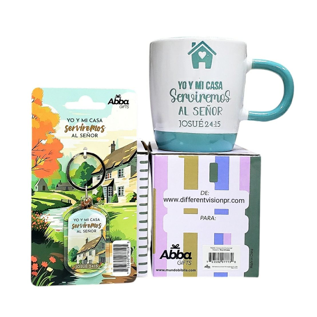 Pack Taza y llavero, Yo y mi casa (Josué 24:15)
