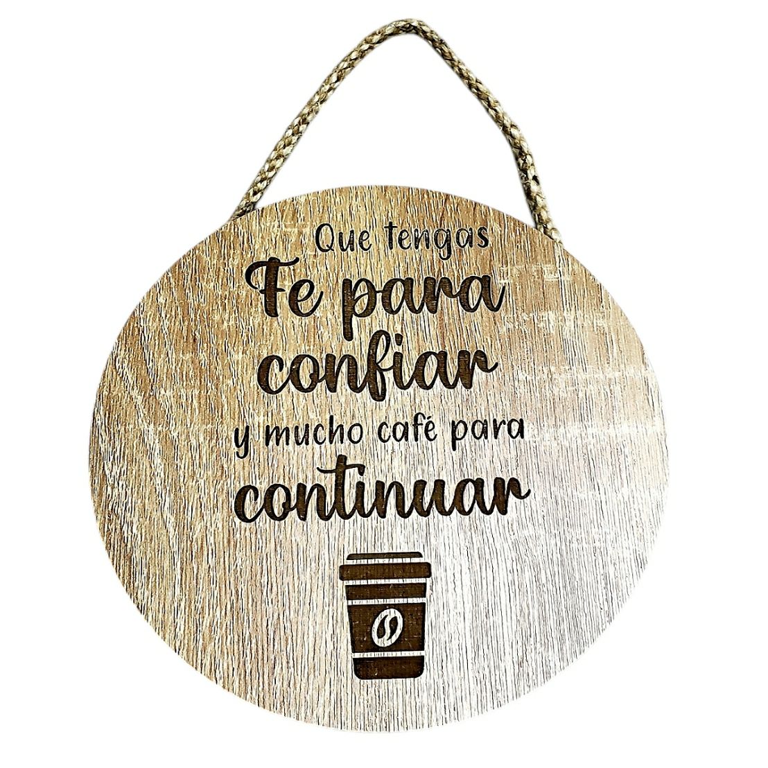 Cuadro redondo de madera (café para continuar)