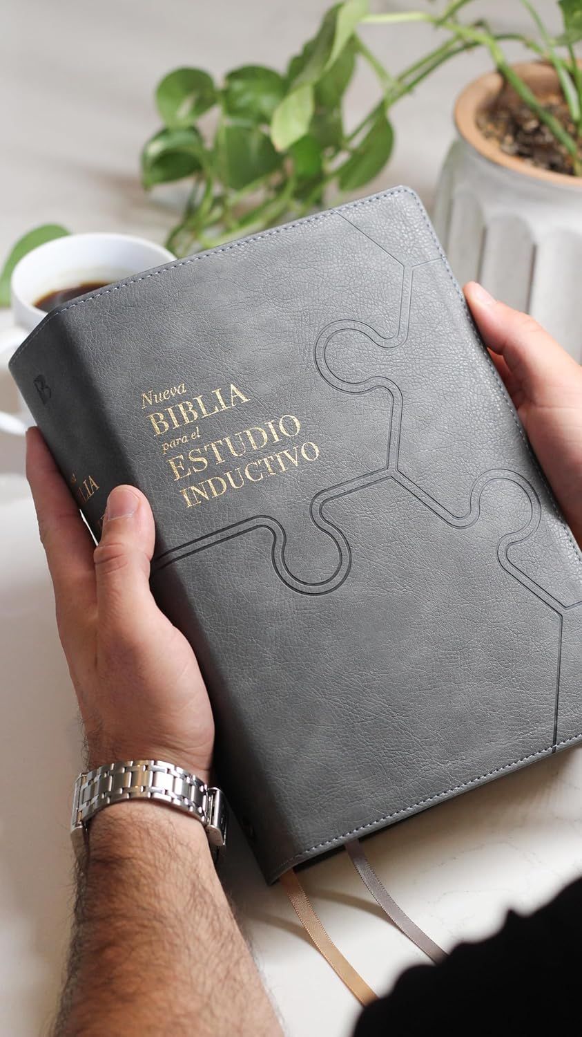 NBLA, Nueva Biblia para el estudio inductivo, Interior a dos colores, Leathersoft, Gris (Free Shipping)