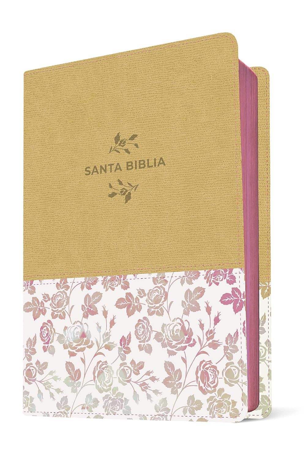 Santa Biblia NTV, Edición de referencia ultrafina, letra grande, SentiPiel Rosa Floral (Freeshipping)
