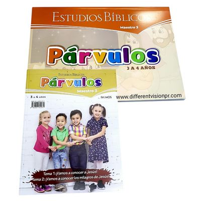 Estudios Bíblicos Párvulos (3 a 4 años) Maestro 2 con Visuales:  Tema 1 y 2