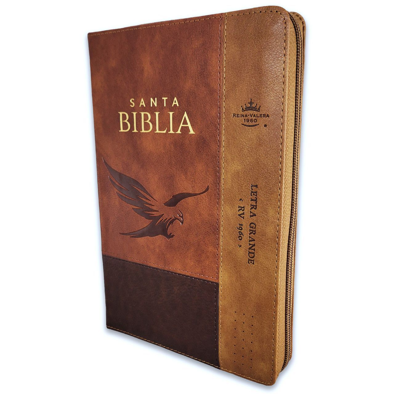 Biblia RV1960 con Cierre, Letra Grande, imit piel café águila con índice (Free Shipping)