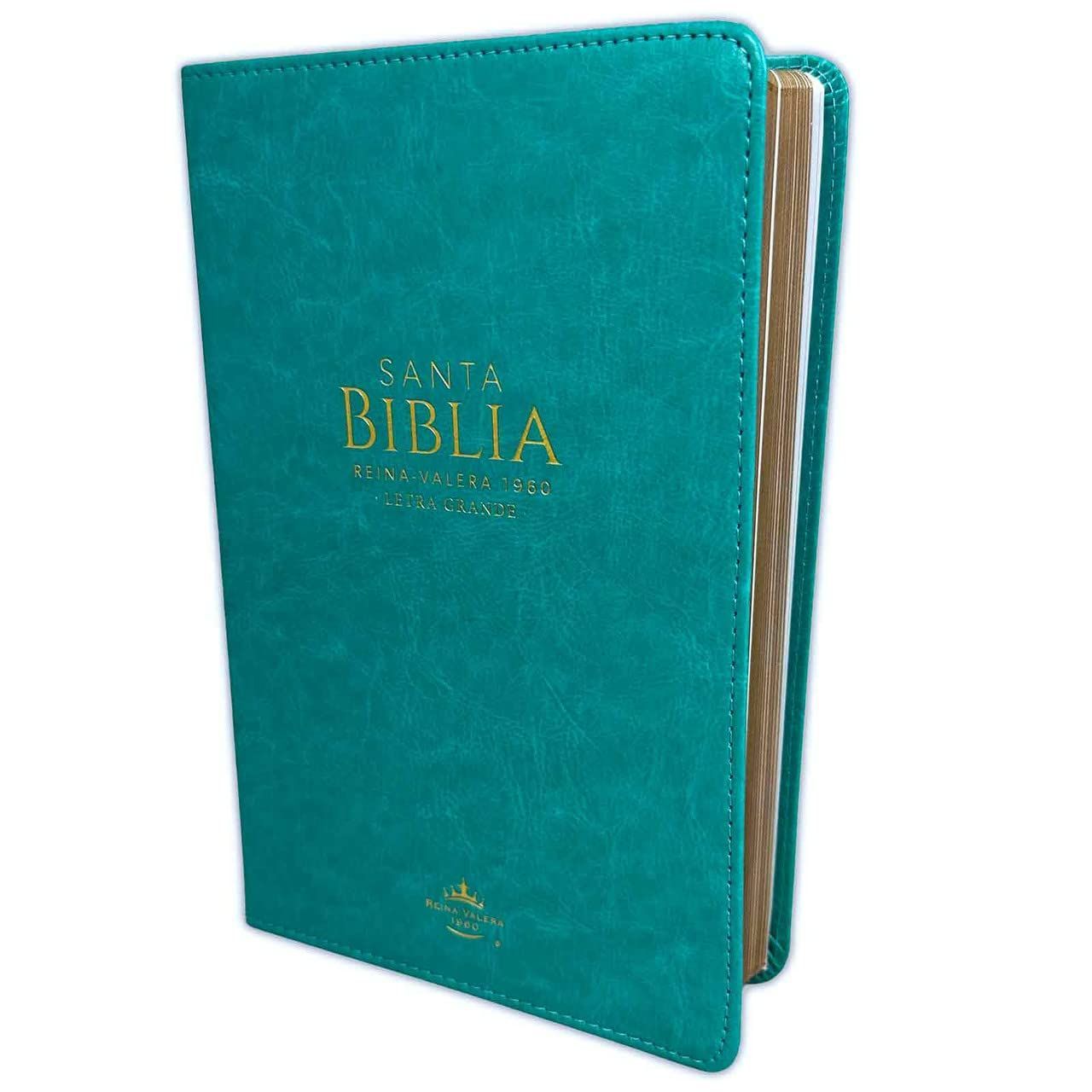 Biblia RV60, Letra Grande, Tamaño Manual, Imit piel Turquesa (Free Shipping)