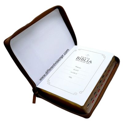 Biblia RV1960 con Cierre, Letra Grande, imit piel café Pez con índice (Free Shipping)