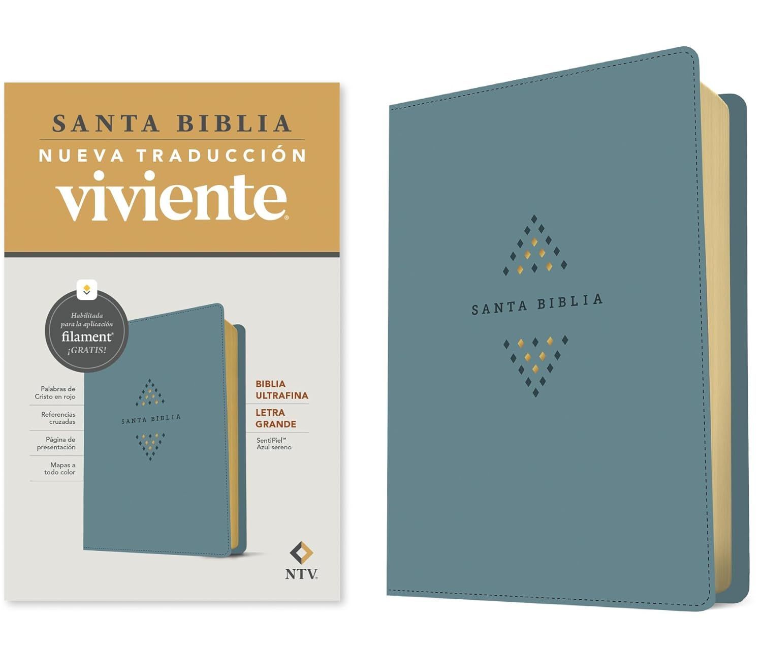 Biblia ultrafina NTV, letra grande con Filament SentiPiel Azul (Free Shipping) Biblia ultrafina NTV, letra grande con Filament SentiPiel Azul (Free Shipping)