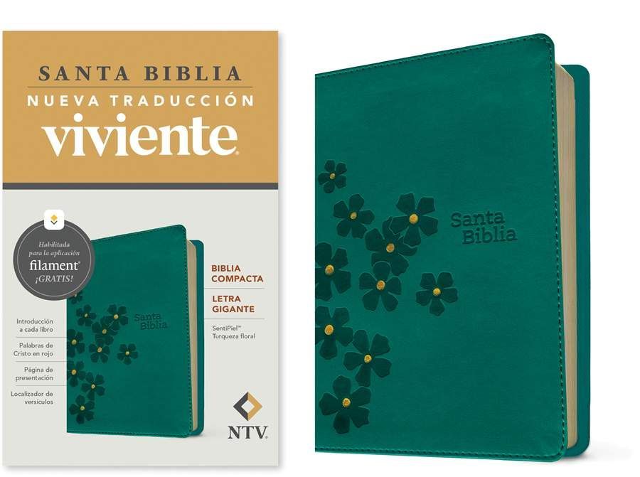 Biblia NTV compacta, letra gigante con Filament, Sentipiel Turquesa (Free Shipping)