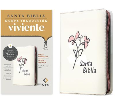 Biblia NTV compacta, letra gigante de zíper con Filament, SentiPiel Beige (Free Shipping)