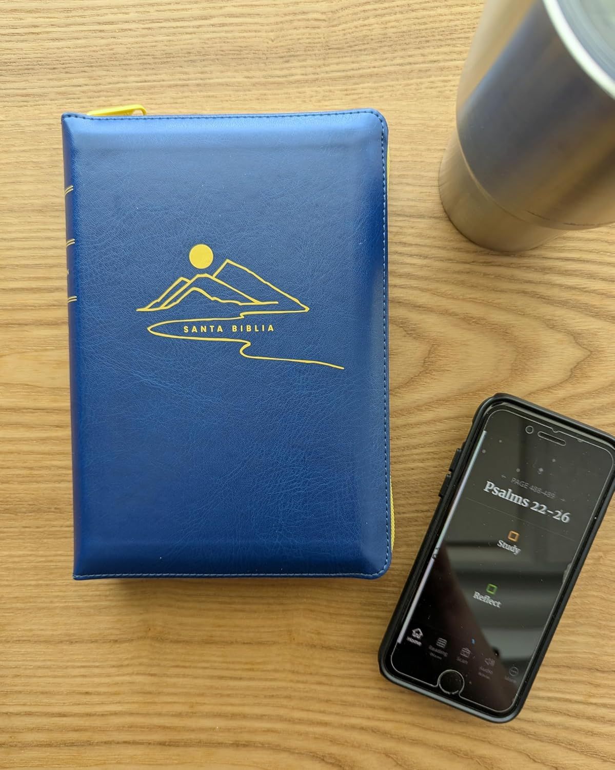 Biblia NTV compacta, letra gigante de zíper con Filament, SentiPiel azul  (Free Shipping)