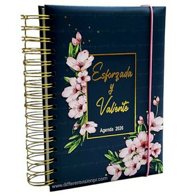 Agenda 2026 Esforzada y Valiente  Espiral (Floral Azul)