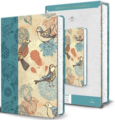 Biblia RVR 1960 Letra gigante, símil azul con Pájaros Edición cantos pintados (Free Shipping)