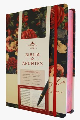 Biblia de Apuntes RVR 1960 Tapa dura, Azul oscuro con flores, Edición cantos pintados (Free Shipping)