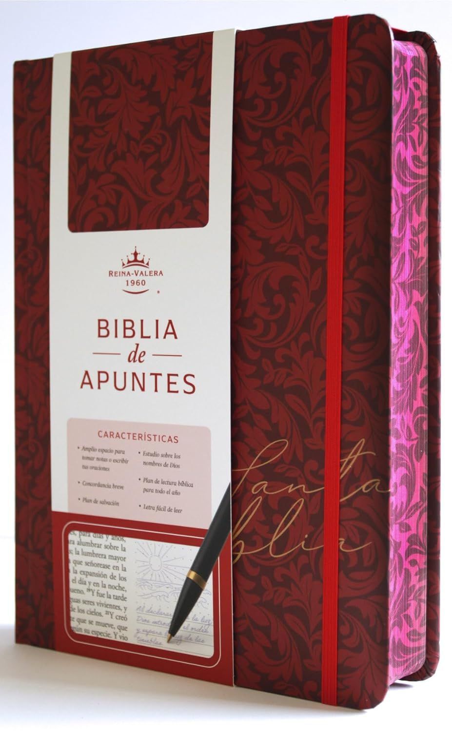 Biblia de Apuntes RVR 1960 Tapa dura, Vino tinto, Edición cantos pintados (Free Shipping)