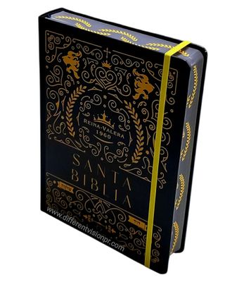 Biblia de Apuntes RVR 1960 TD, Negro y oro, Edición cantos pintados (Free Shipping)