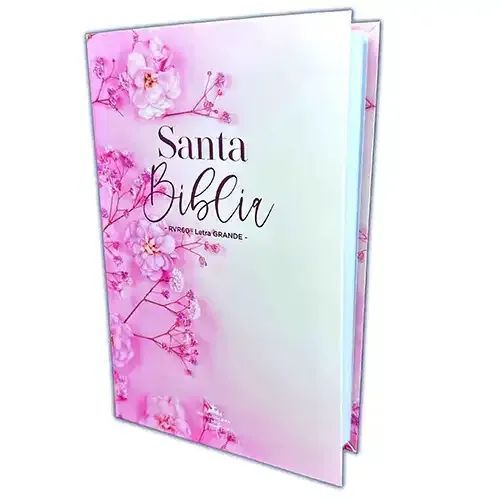 Biblia RV60 Rosa Floral, Tamaño manual, Imit Piel (Free Shipping)