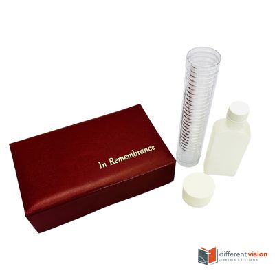 Set de comunión portátil, 25 tazas, color burdeos