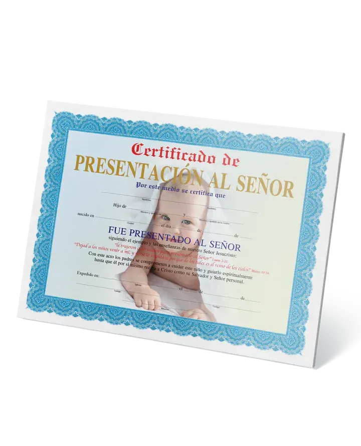Certificado de presentación paq. 15 (niño) Certificado de presentación paq. 15 (niño)
