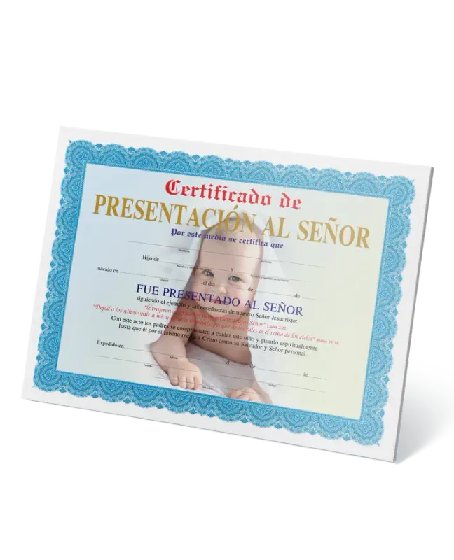  Certificado de presentación  paq. 15 (niño)