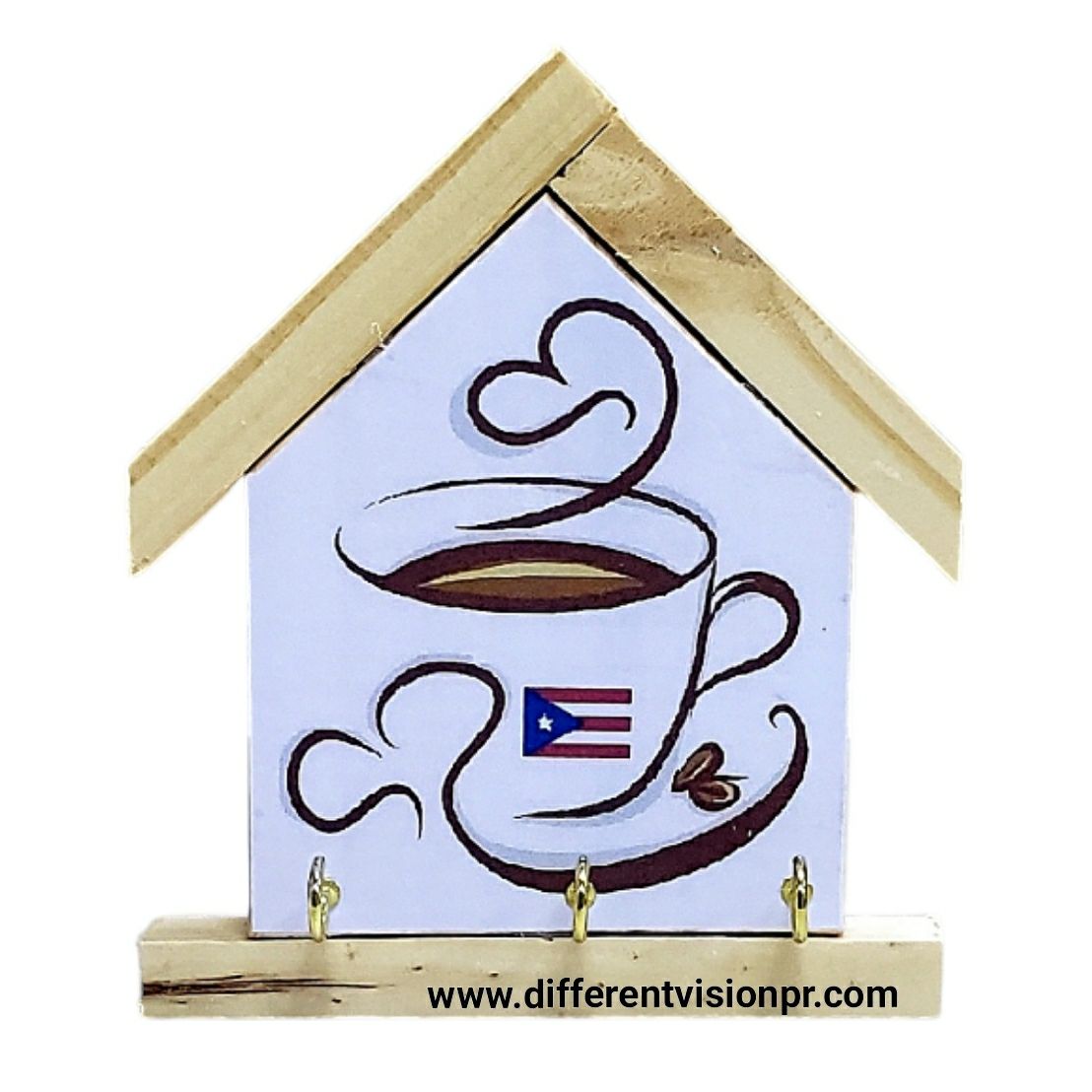 Artesanía P.R casita para llaveros madera (Taza de café) Artesanía P.R casita para llaveros madera (Taza de café)