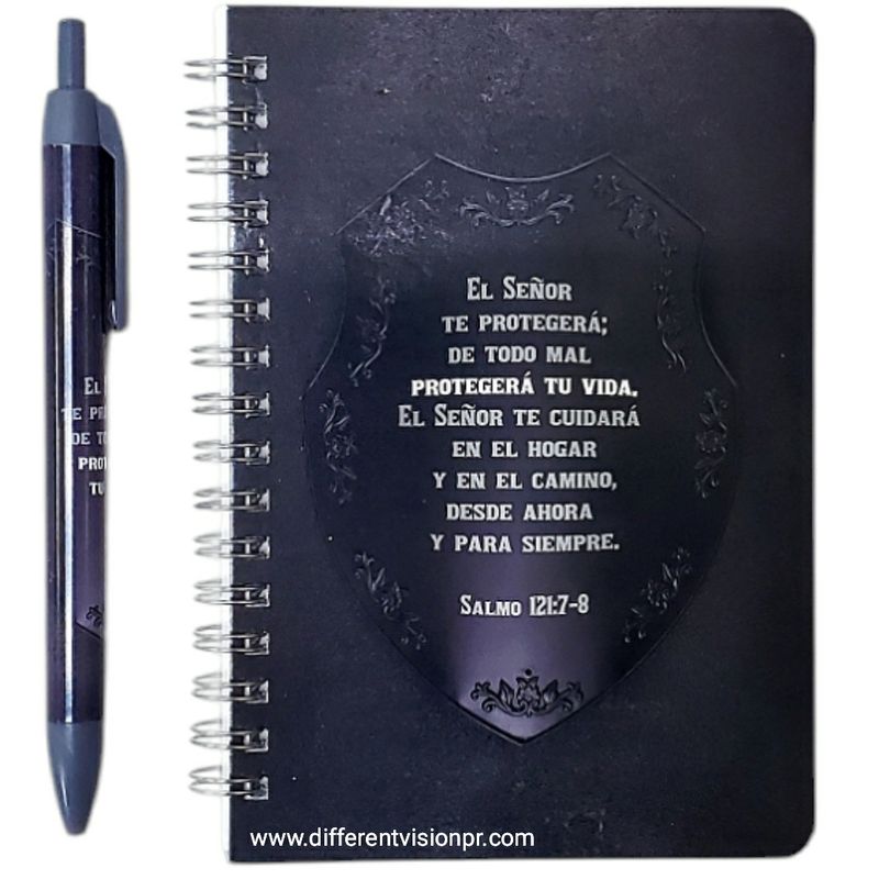 Pack libreta anillas con bolígrafo. (El Señor te protegerá)