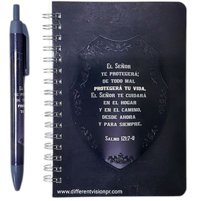 Pack libreta anillas con bolígrafo. (El Señor te protegerá)