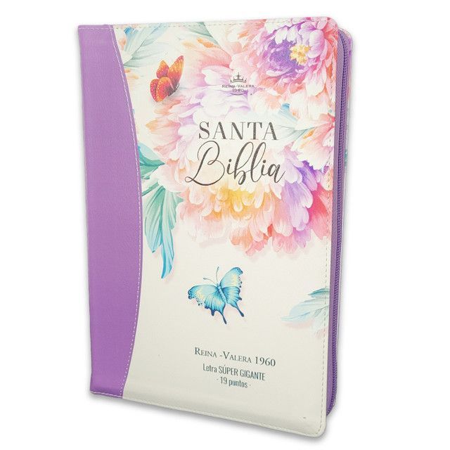 Biblia RV60 con índice y zipper Letra Súper Gigante  Imit piel púrpura   (Free Shipping)