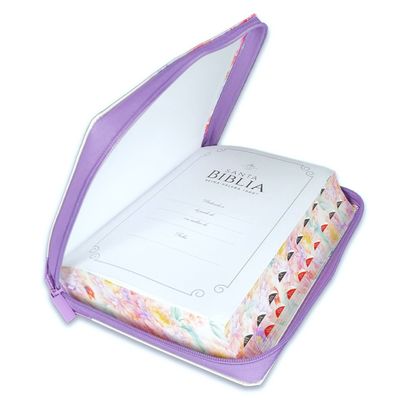 Biblia RV60 con índice y zipper Letra Súper Gigante  Imit piel púrpura   (Free Shipping)