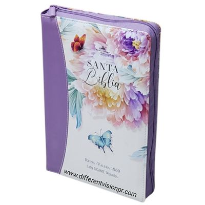 Biblia RV60 con índice y zipper Letra Gigante  Imit piel púrpura (Free Shipping)