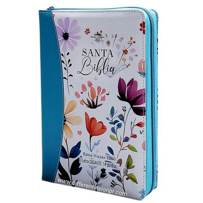 Biblia RV60 Jardín Turquesa, Tamaño manual, Letra Gigante (Free Shipping)