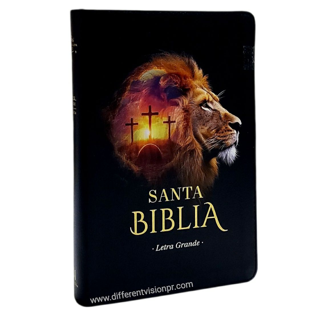 Biblia RV60 Letra Grande imit piel negro león con índice (Free Shipping)