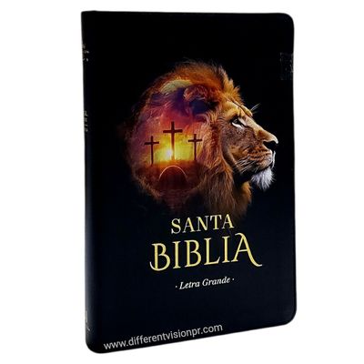 Biblia RV60 Letra Grande imit piel negro león con índice (Free Shipping)