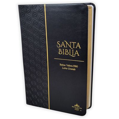 Biblia RV1960 Letra Grande, imit piel negro geométrico