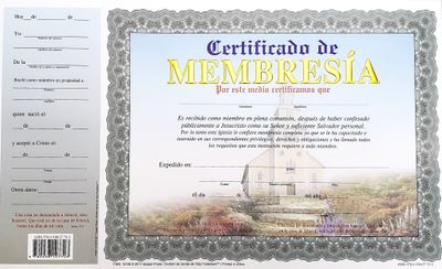Certificado De Membresia (15 unidades)