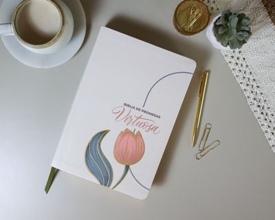 Biblia de Promesas Virtuosa, RVR-1960, Letra gigante, Piel especial, Crema (Free Shipping)