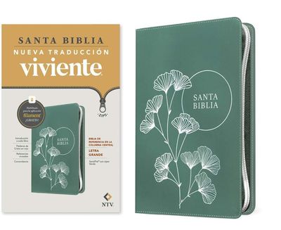 Biblia de referencia en la columna central NTV, letra grande de zíper con Filament, SentiPiel, Verde (Free Shipping)