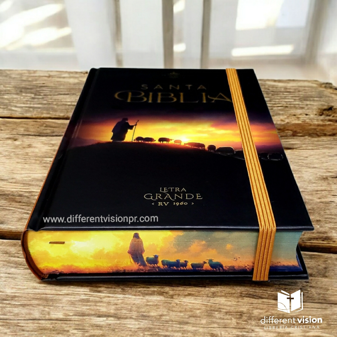 Biblia RVR60 Tamaño manual Letra Grande Tapa dura con elástico: Pastor y sus ovejas (Free Shipping)