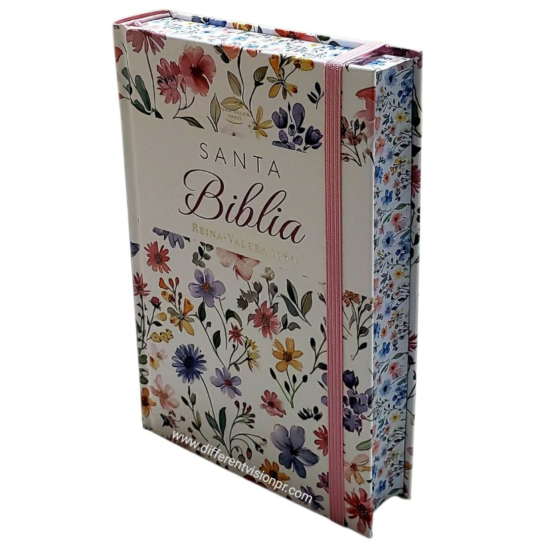 Biblia RVR60 Tamaño manual Letra Grande Tapa dura con elástico: Primavera Blanca (Free Shipping)