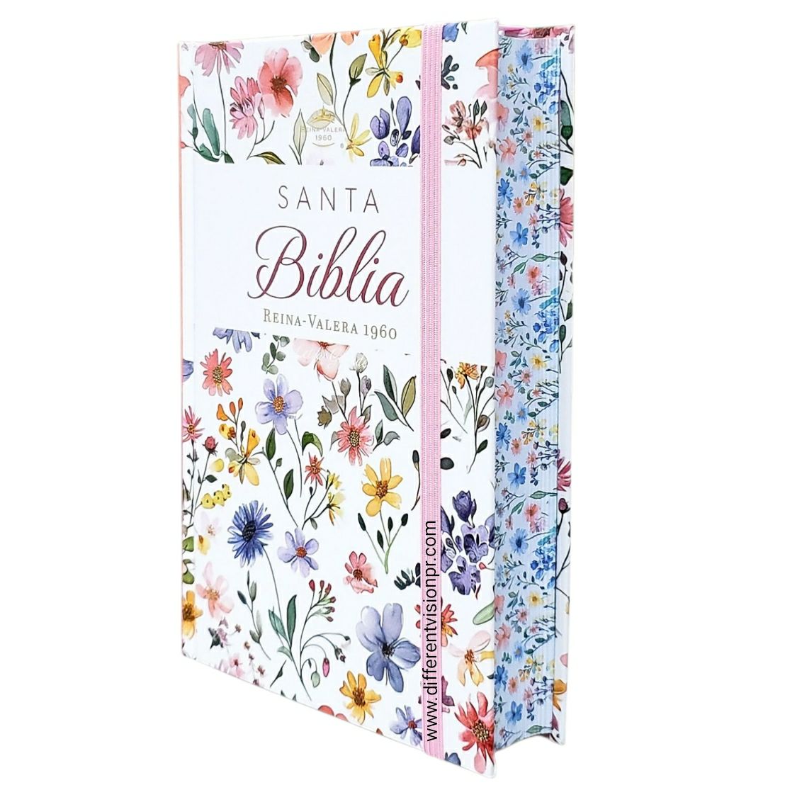 Biblia RVR60 Tamaño manual Letra Grande Tapa dura con elástico: Primavera Blanca (Free Shipping)