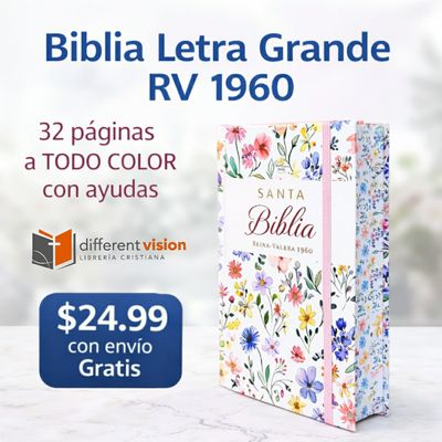 Biblia RVR60 Tamaño manual Letra Grande Tapa dura con elástico: Primavera Blanca (Free Shipping)