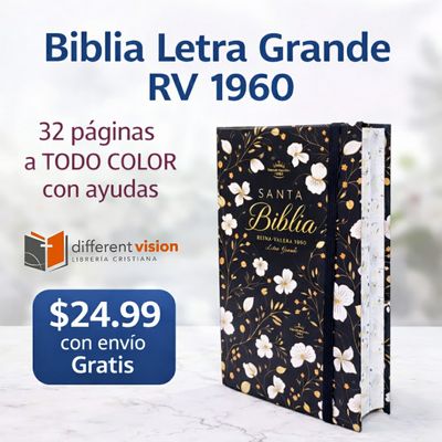 Biblia RVR60 Tamaño manual Letra Grande Tapa dura con elástico: Primavera Negra (Free Shipping)