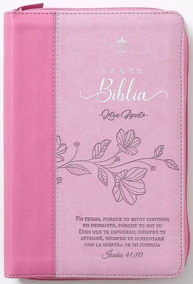 Biblia RVR60 tamaño manual letra Gigante Café/café con cierre: No Temas (Free Shipping)