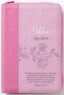 Biblia RVR60 tamaño manual letra Gigante Café/café con cierre: No Temas (Free Shipping)