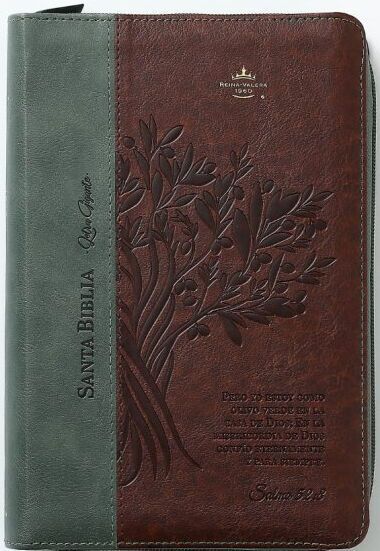 Biblia RVR60 tamaño manual letra Gigante Café/café con cierre: Olivo (Free Shipping)