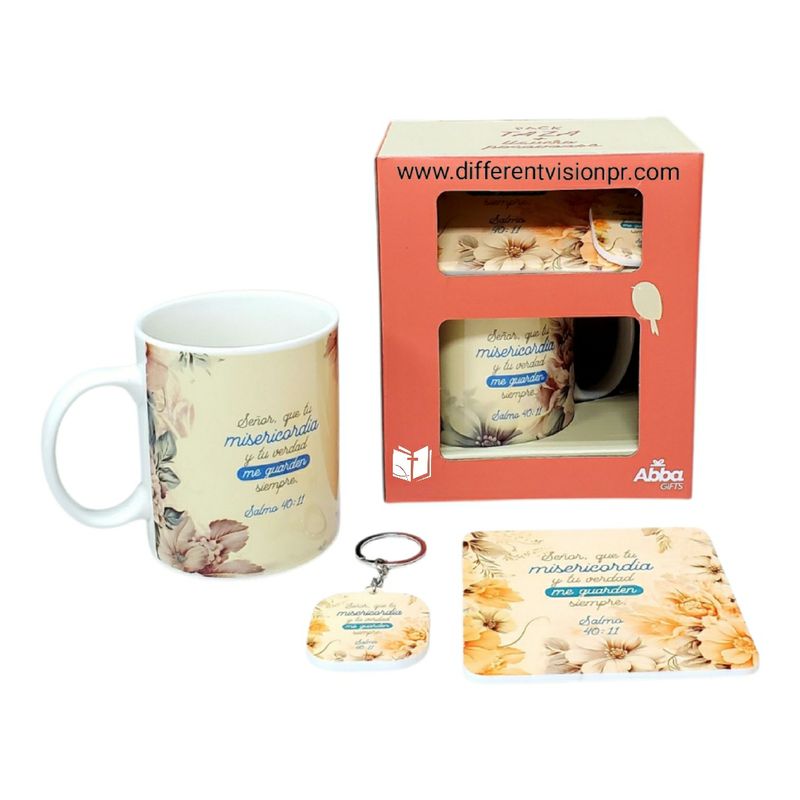 Pack Taza 12 OZ + llavero + Posavasos - Misericordia Pack Taza 12 OZ + llavero + Posavasos - Misericordia