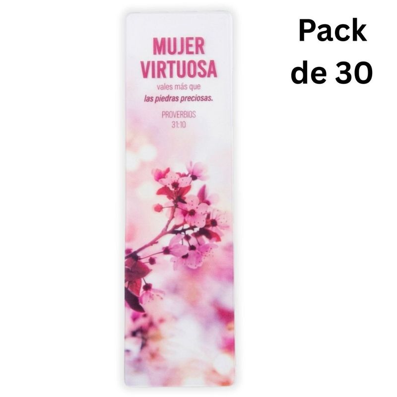 Pack de 30 Separadores en PVC Transparentes: Mujer virtuosa - Proverbios 31:10 Pack de 30 Separadores en PVC Transparentes: Mujer virtuosa - Proverbios 31:10