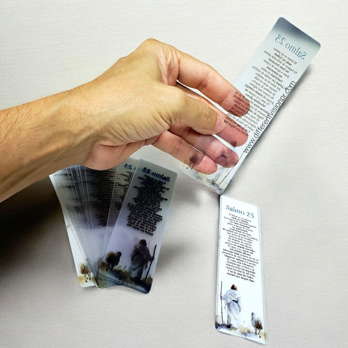 Pack de 30 Separadores en PVC Transparentes: El Señor es mi Pastor - Salmos 23