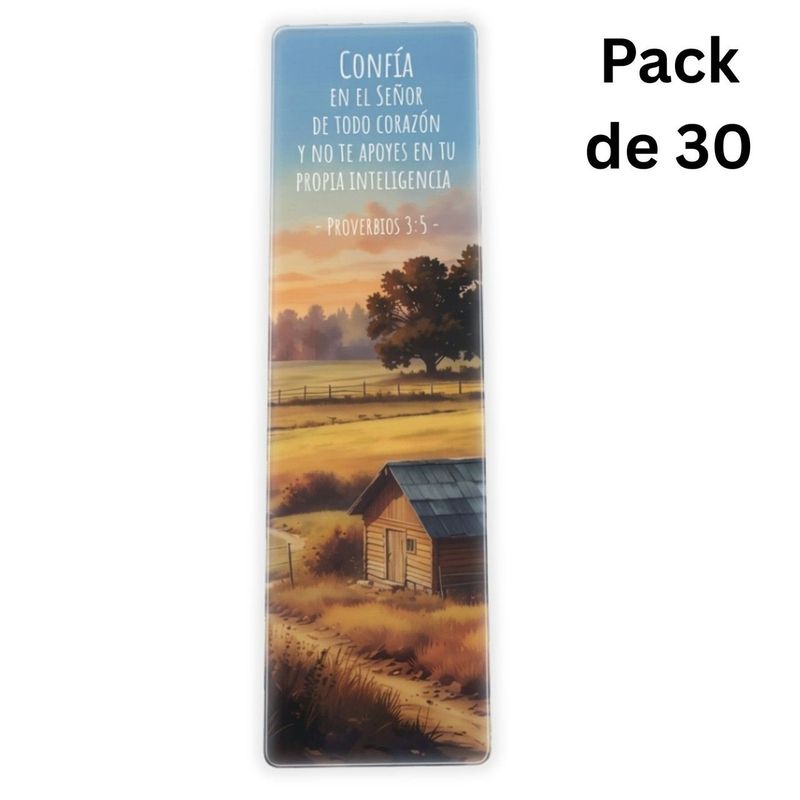 Pack de 30 Separadores en PVC Transparentes:  Confía en el Señor - Proverbios 3:5