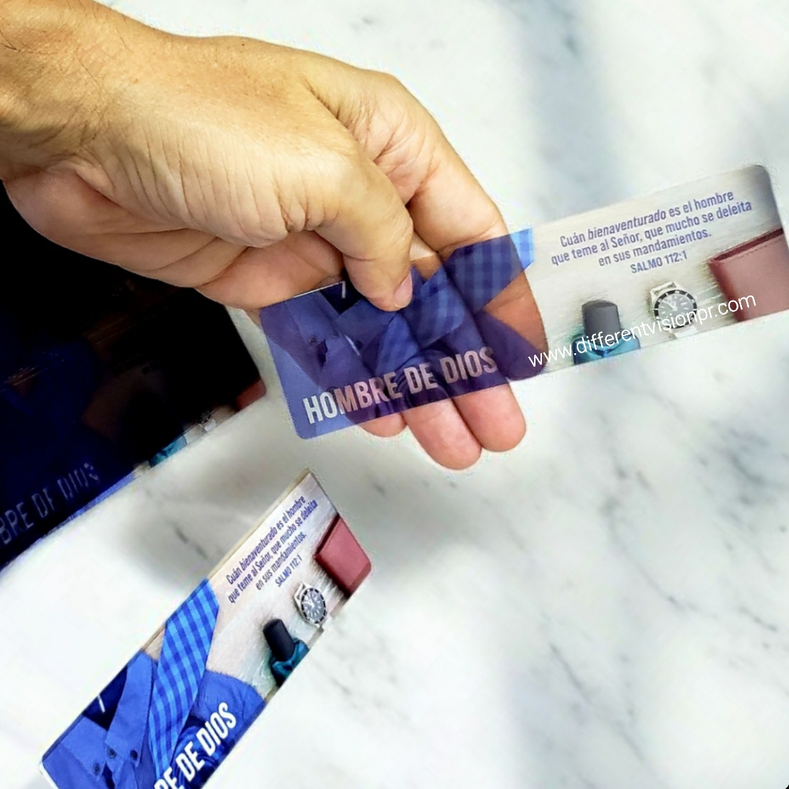 Pack de 30 Separadores en PVC Transparentes: Hombre de Dios - Salmos 112:1