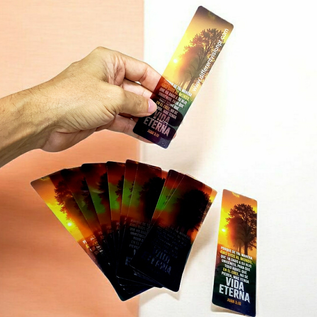 Pack de 30 Separadores en PVC Transparentes: Vida eterna - Juan 3:16