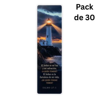 Pack de 30 Separadores en PVC Transparentes:  El Señor es mi luz - Salmos 27:1