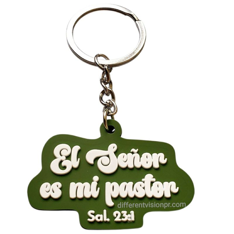 Llavero de caucho verde - El Señor es mi pastor